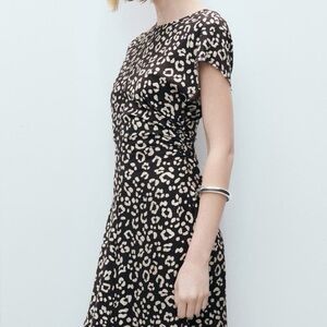 Mango Leopard Print Midi Dress